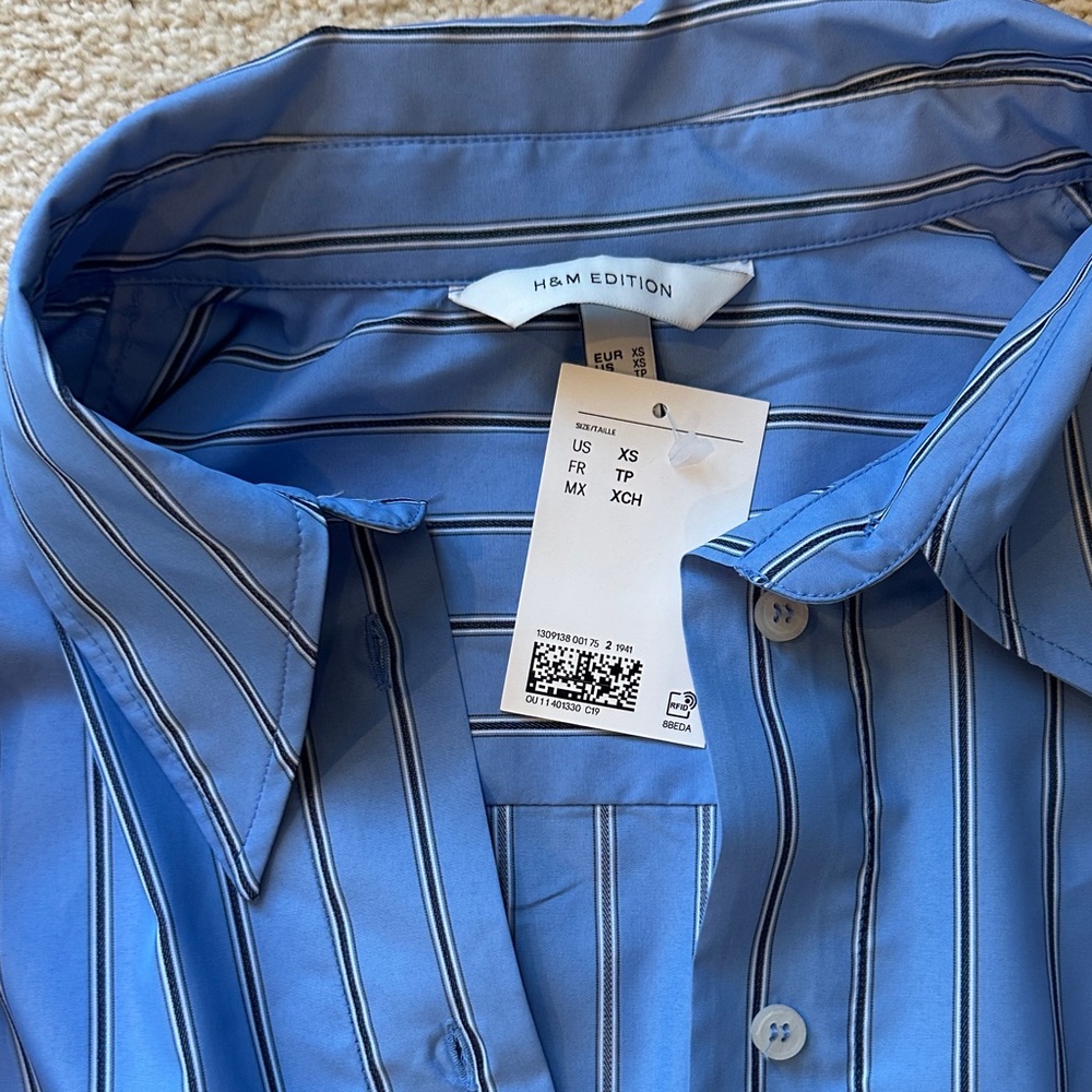 H&M Light Blue Vertical Stripe Dress Shirt